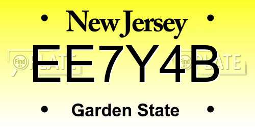 EE7Y4B New Jersey License Plate