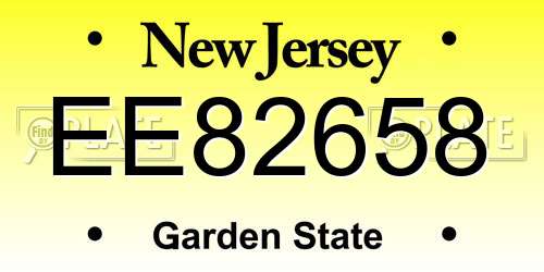 EE82658 New Jersey License Plate