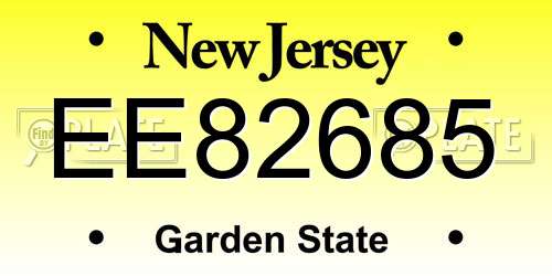 EE82685 New Jersey License Plate