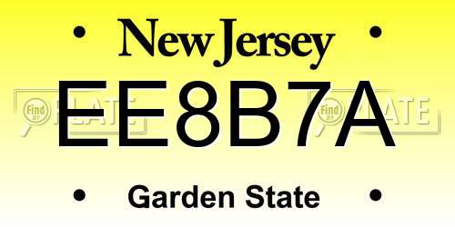 EE8B7A New Jersey License Plate