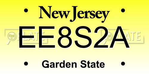 EE8S2A New Jersey License Plate