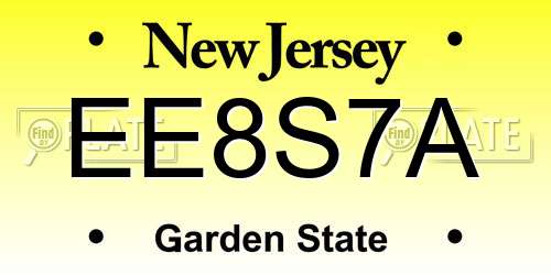 EE8S7A New Jersey License Plate