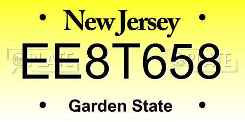 EE8T658 New Jersey License Plate