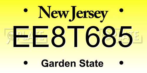 EE8T685 New Jersey License Plate