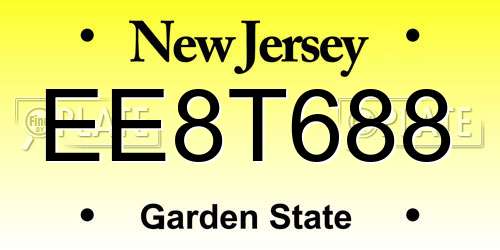 EE8T688 New Jersey License Plate