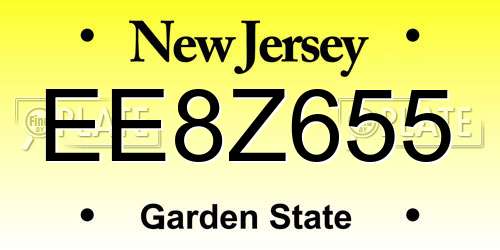 EE8Z655 New Jersey License Plate