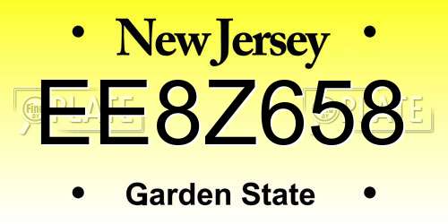 EE8Z658 New Jersey License Plate