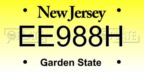 EE988H New Jersey License Plate