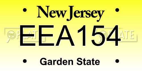 EEA154 New Jersey License Plate