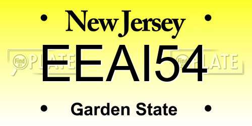 EEAI54 New Jersey License Plate