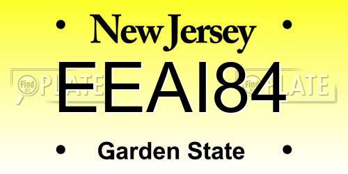 EEAI84 New Jersey License Plate