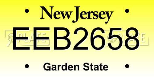 EEB2658 New Jersey License Plate