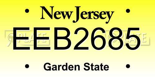 EEB2685 New Jersey License Plate