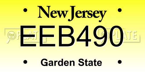 EEB490 New Jersey License Plate