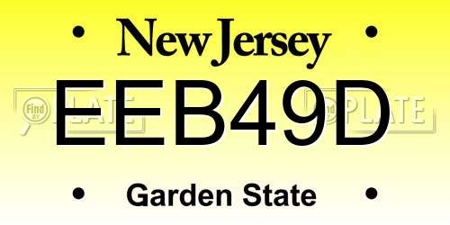 EEB49D New Jersey License Plate