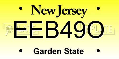 EEB49O New Jersey License Plate