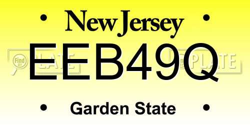 EEB49Q New Jersey License Plate