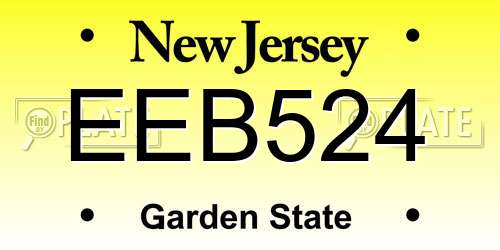 EEB524 New Jersey License Plate