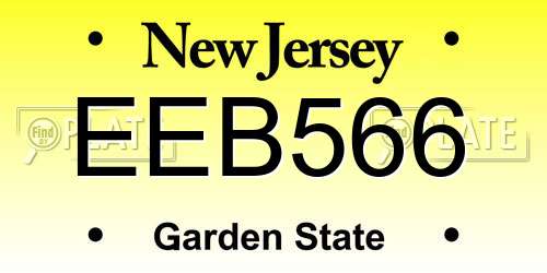 EEB566 New Jersey License Plate