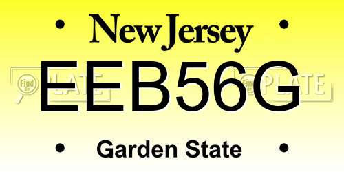 EEB56G New Jersey License Plate