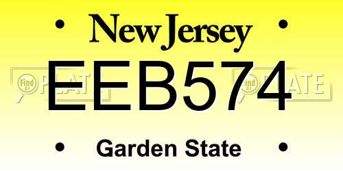 EEB574 New Jersey License Plate