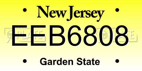 EEB6808 New Jersey License Plate