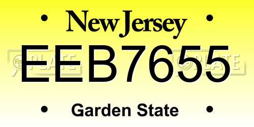 EEB7655 New Jersey License Plate