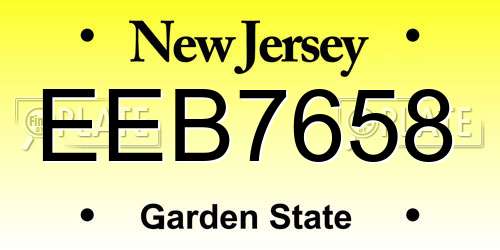EEB7658 New Jersey License Plate