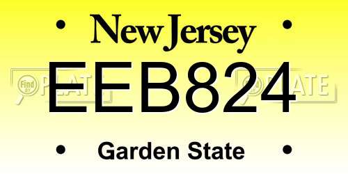 EEB824 New Jersey License Plate