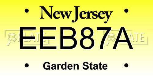 EEB87A New Jersey License Plate