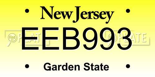 EEB993 New Jersey License Plate