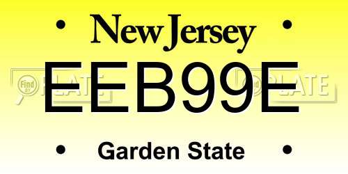 EEB99E New Jersey License Plate