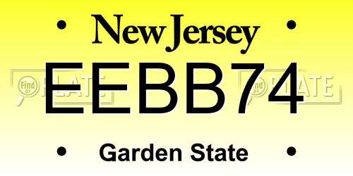 EEBB74 New Jersey License Plate