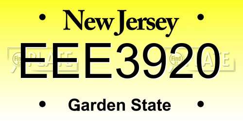 EEE3920 New Jersey License Plate