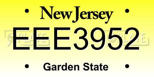 EEE3952 New Jersey License Plate