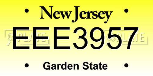 EEE3957 New Jersey License Plate