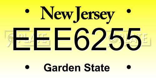 EEE6255 New Jersey License Plate