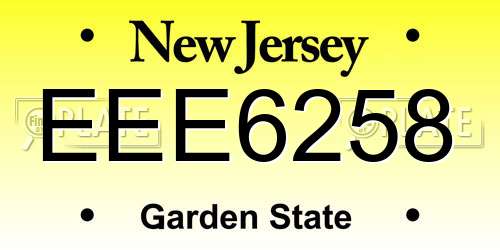 EEE6258 New Jersey License Plate