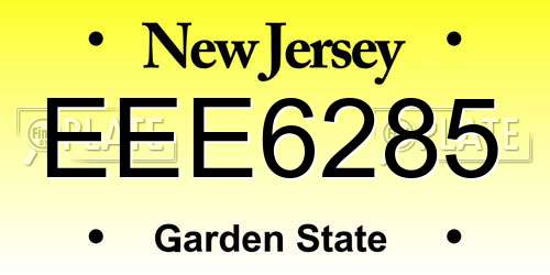 EEE6285 New Jersey License Plate