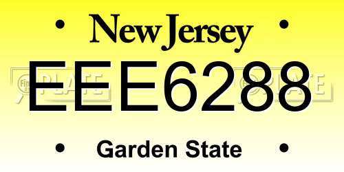 EEE6288 New Jersey License Plate