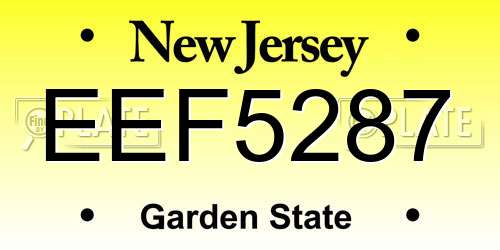 EEF5287 New Jersey License Plate