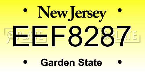 EEF8287 New Jersey License Plate