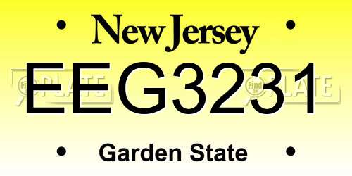 EEG3231 New Jersey License Plate