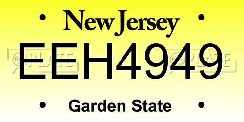 EEH4949 New Jersey License Plate