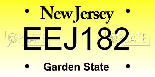 EEJ182 New Jersey License Plate