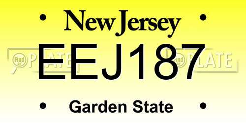 EEJ187 New Jersey License Plate