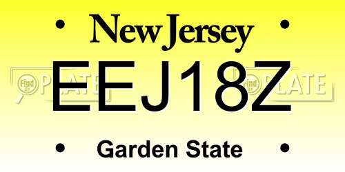 EEJ18Z New Jersey License Plate