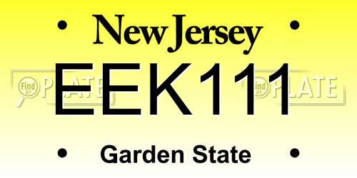 EEK111 New Jersey License Plate