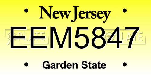 EEM5847 New Jersey License Plate