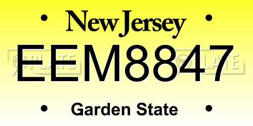 EEM8847 New Jersey License Plate